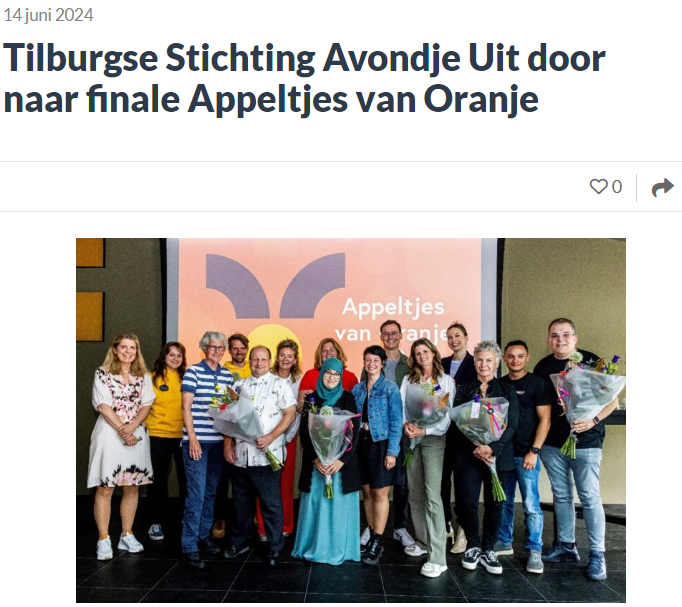 Tilburgse Stichting Avondje Uit door naar finale Appeltjes van Oranje Tilburgse Stichting Avondje Uit door naar finale Appeltjes van Oranje