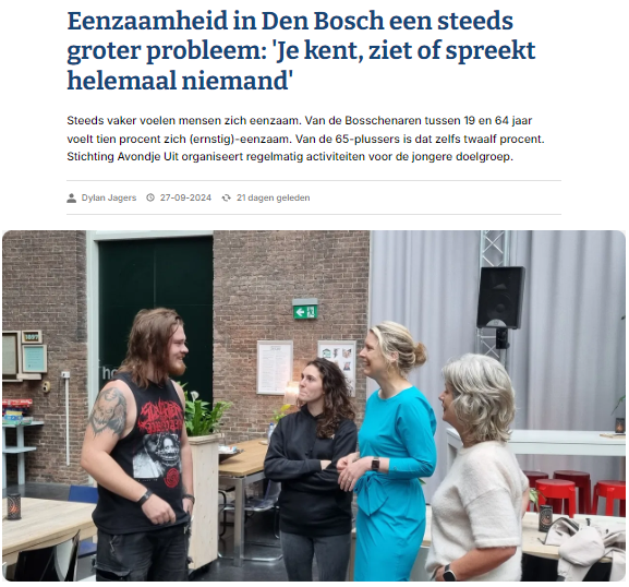 Eenzaamheid in Den Bosch een steeds groter probleem: 'Je kent, ziet of spreekt helemaal niemand' Eenzaamheid in Den Bosch een steeds groter probleem: 'Je kent, ziet of spreekt helemaal niemand'